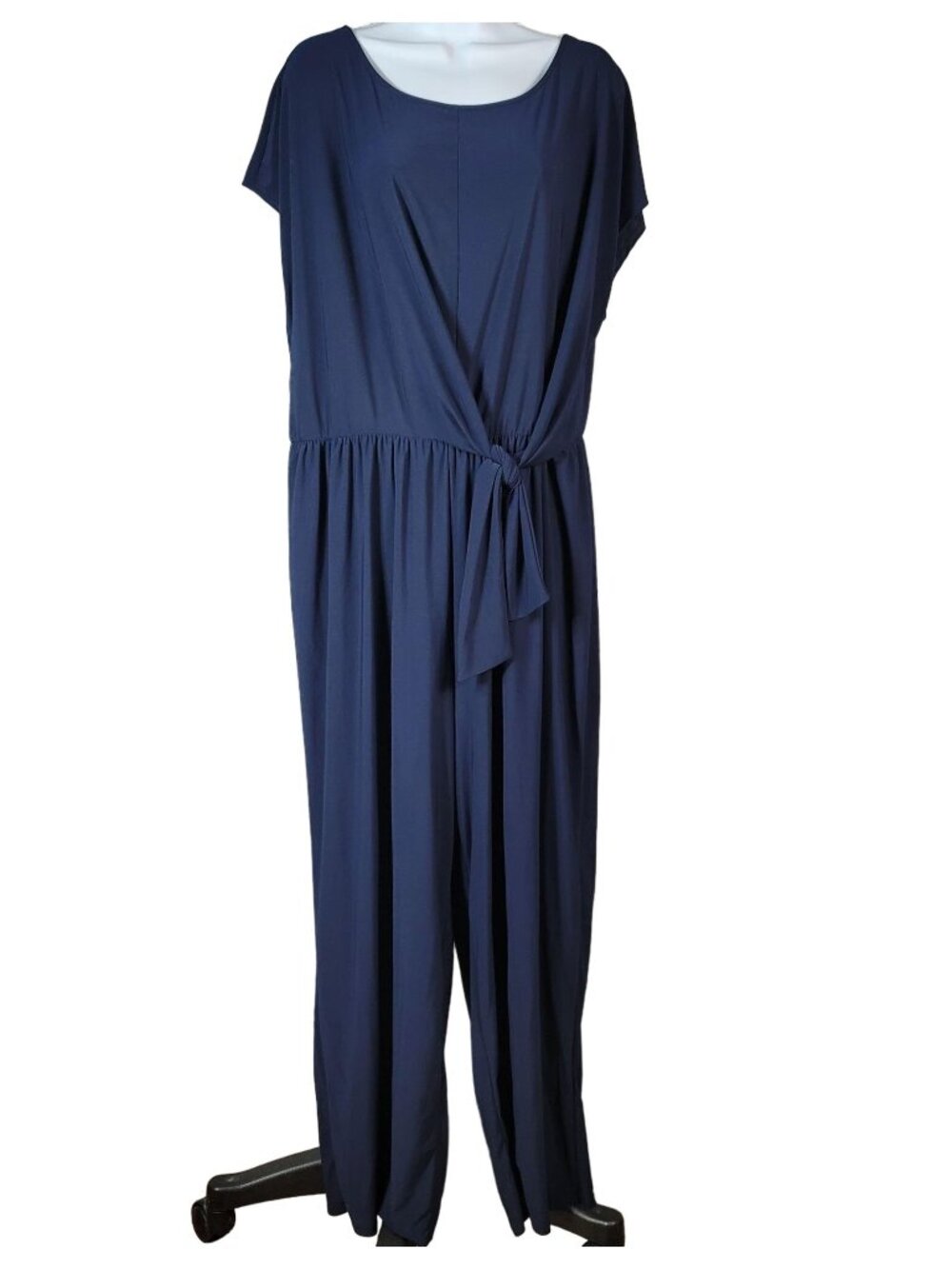 Love Squared Womens Jumpsuit Blue 1X Side Tie Buttons Sleeveless Party Cocktail